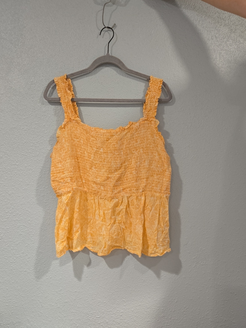 Orange Smocked Peplum Women's Tank Top